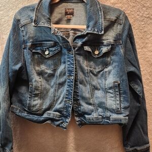 41 Hawthorn Blue Jean Jacket Womens Plus Size 1X Denim Trucker Jacket Buttons